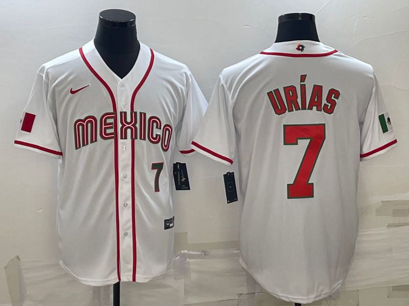Men 2023 World Cub Mexico #7 Urias White Nike MLB Jersey19